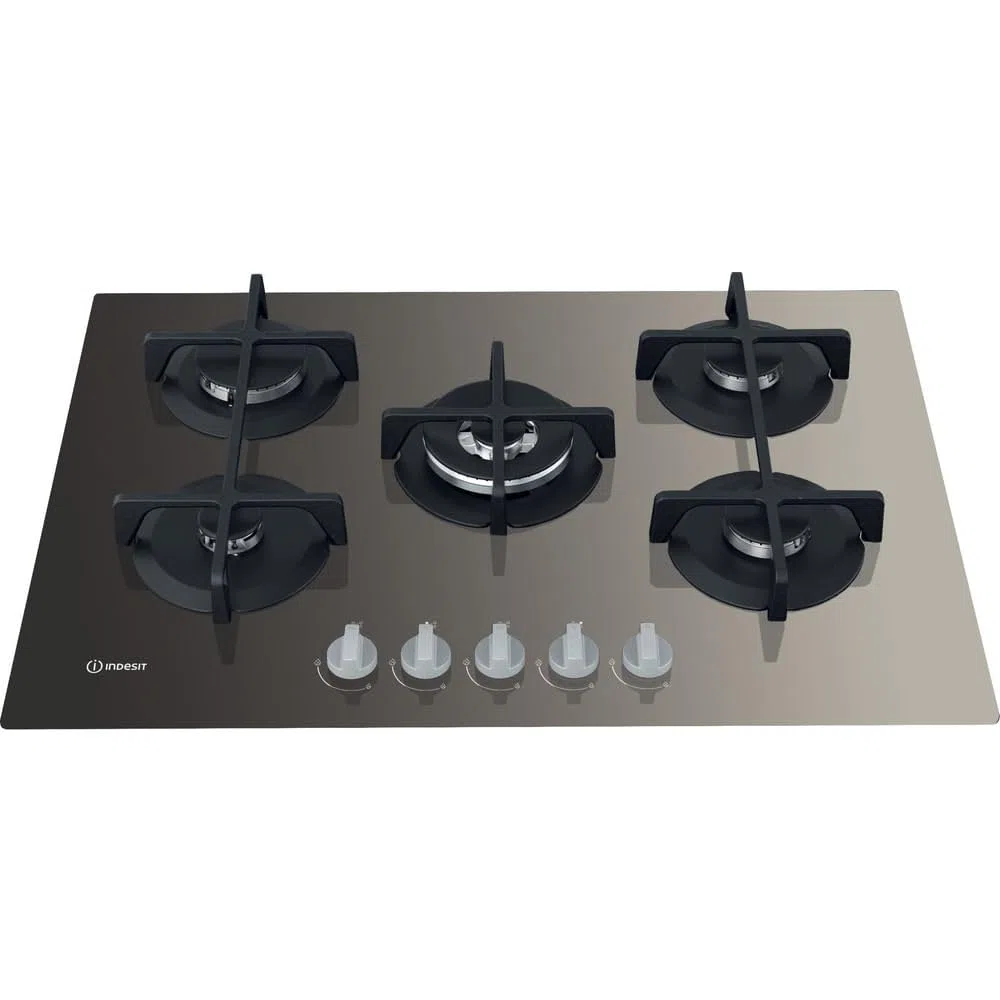 INDESIT ING 72T/TD ING72T/TD PIANO COTTURA 5 FUOCHI A GAS 73CM VETRO TORTORA GRIGLIE IN GHISA