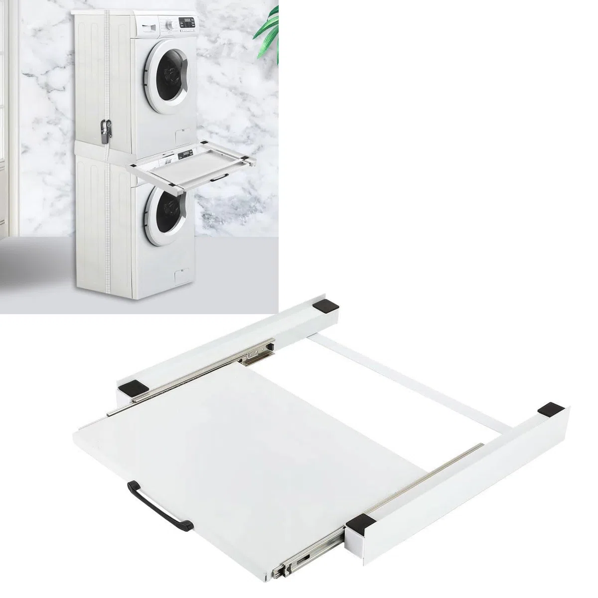 Yctze Kit Supporto Lavatrice Asciugatrice con Ripiano Estraibile 60cm, per