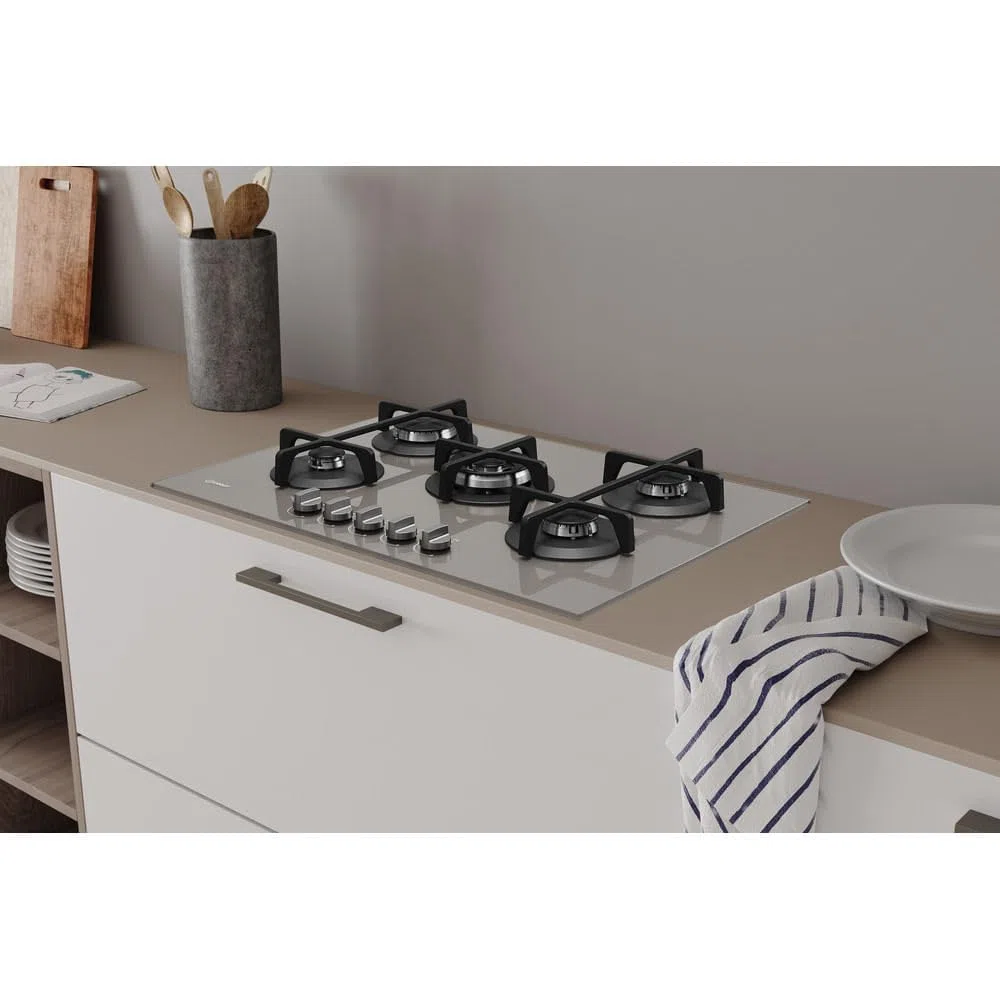 INDESIT ING 72T/TD ING72T/TD PIANO COTTURA 5 FUOCHI A GAS 73CM VETRO TORTORA GRIGLIE IN GHISA
