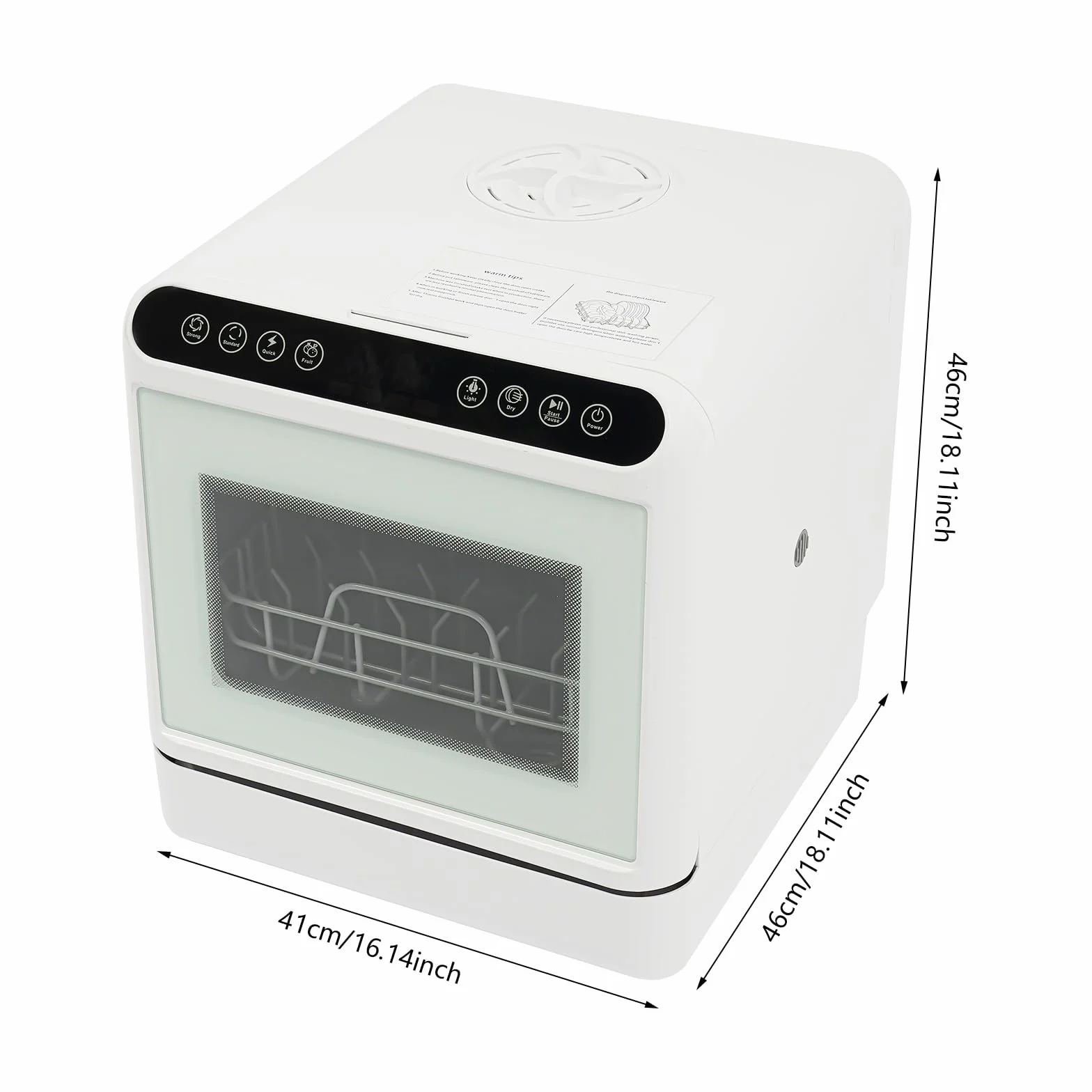 Mini lavastoviglie da tavolo, autoportante, portatile, 4 programmi, serbatoio acqua da 6 l, con/senza collegamento acqua, asciugatura, per 4-6 persone, camper, campeggio, bianco