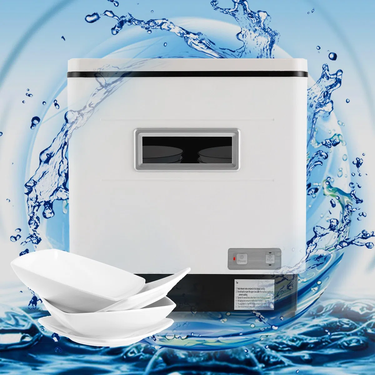 Mini lavastoviglie, 1500 W, piccola lavastoviglie, 60 l, per casa, appartamenti, dormitori, bianco