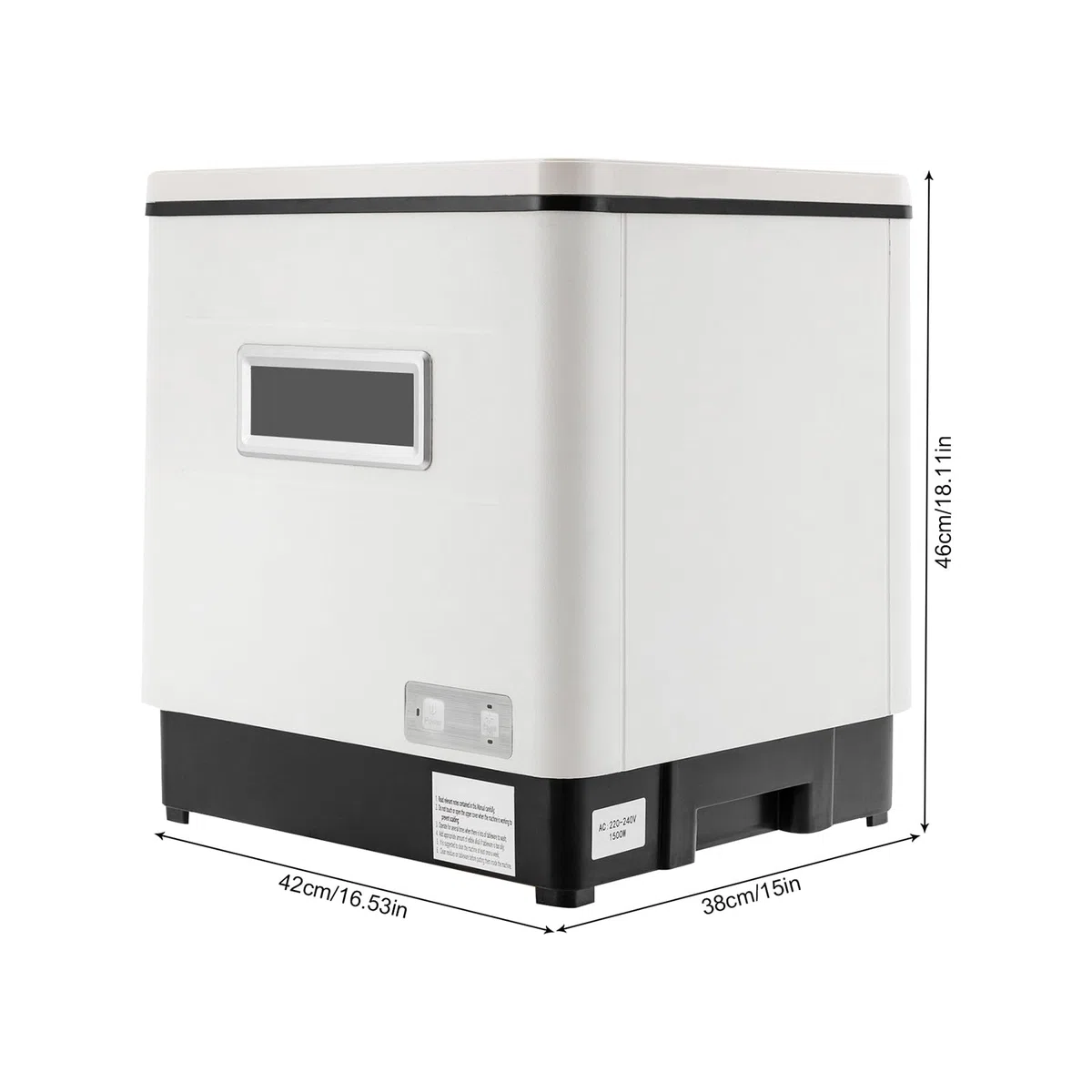 Mini lavastoviglie, 1500 W, piccola lavastoviglie, 60 l, per casa, appartamenti, dormitori, bianco