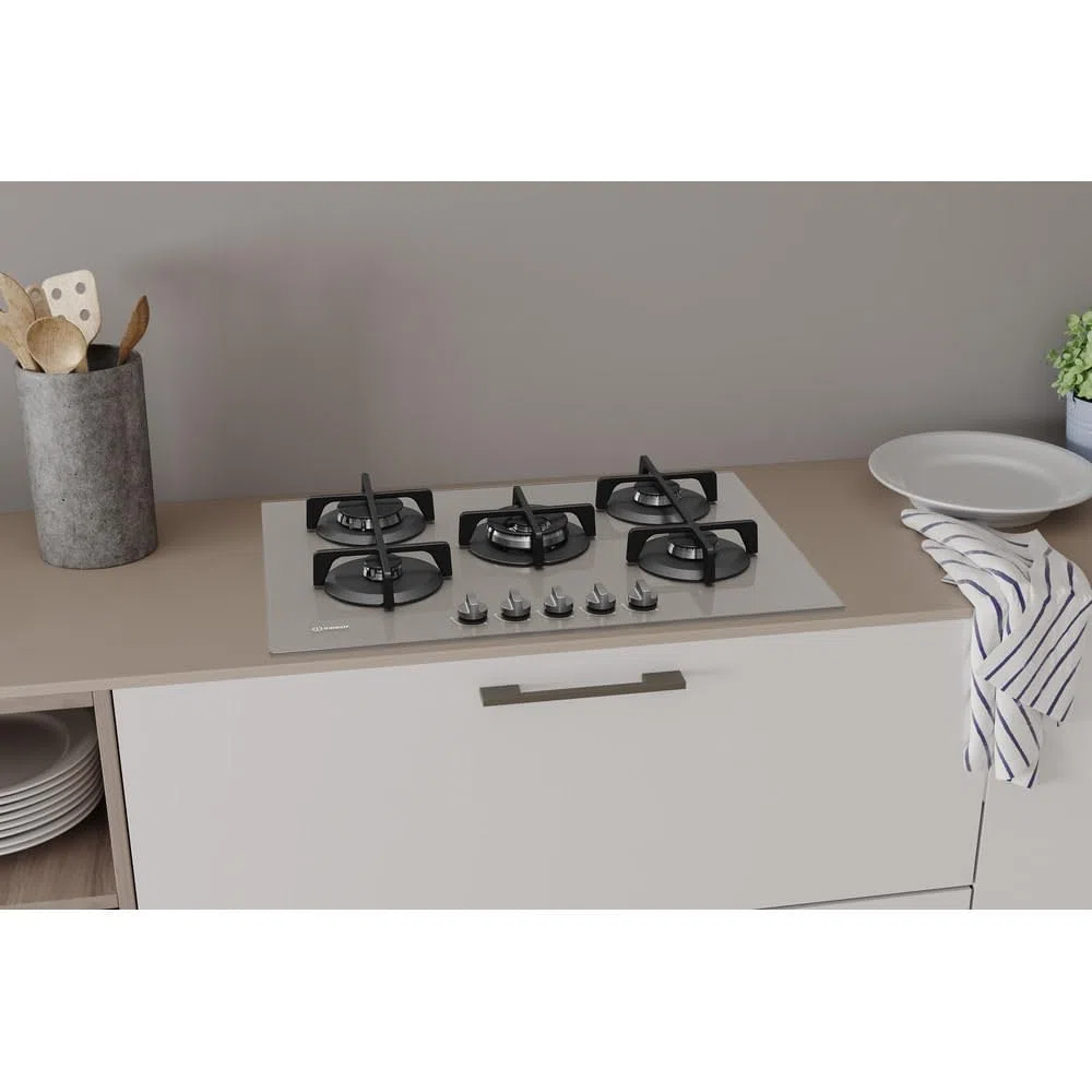 INDESIT ING 72T/TD ING72T/TD PIANO COTTURA 5 FUOCHI A GAS 73CM VETRO TORTORA GRIGLIE IN GHISA