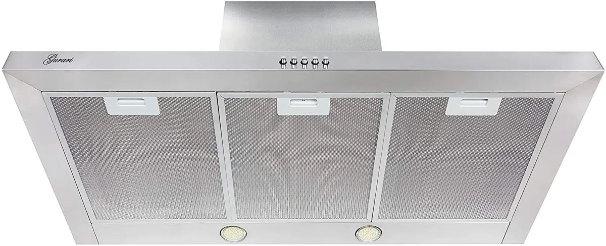 Gurari 461 IS Cappa aspirante a parete 90 cm -1000m³/h- Cappa aspirante di lusso a parete produttore Gurari - 3 velocità -1000m³/h -LED -LED -Acciaio inox -Ricircolo possibile [Classe energetica C].