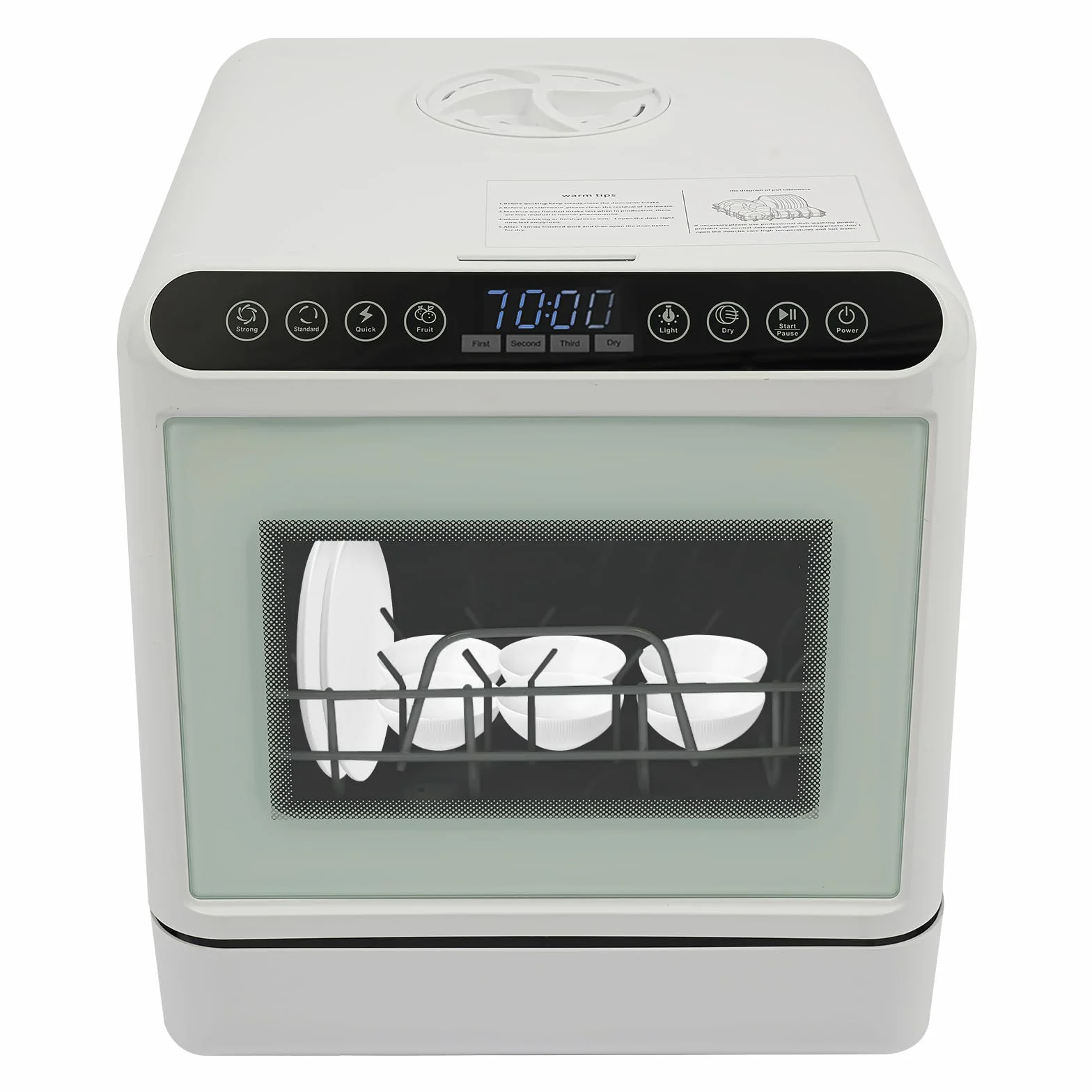Lavastoviglie, lavapavimenti da tavolo, mini lavapiatti con serbatoio dell'acqua da 6 l, 1100 W, 4 programmi, asciugatura ad aria calda, 72 ℃, compatto per 4-6 persone