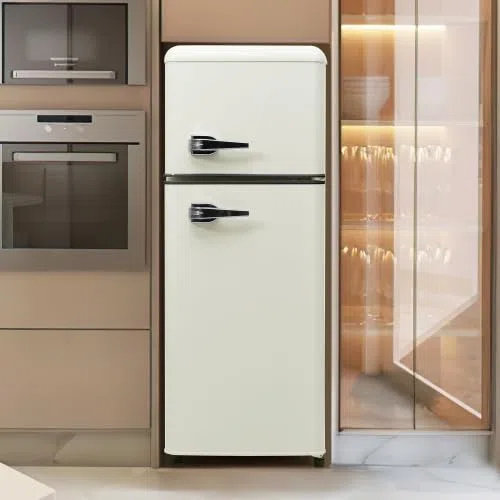 Frigorifero Retro 92L Doppia Porta, 28L Congelatore + 64L Frigo, D