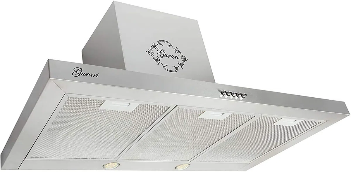 Gurari 461 IS Cappa aspirante a parete 90 cm -1000m³/h- Cappa aspirante di lusso a parete produttore Gurari - 3 velocità -1000m³/h -LED -LED -Acciaio inox -Ricircolo possibile [Classe energetica C].