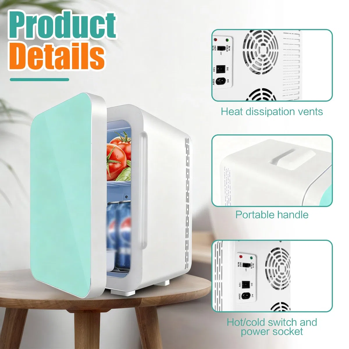 Frigorifero Da Banco Compatto Mini Frigorifero 22L a Porta Singola, Frigo Multifunzione per Bevande, Alimenti E Cosmetici(Silver)