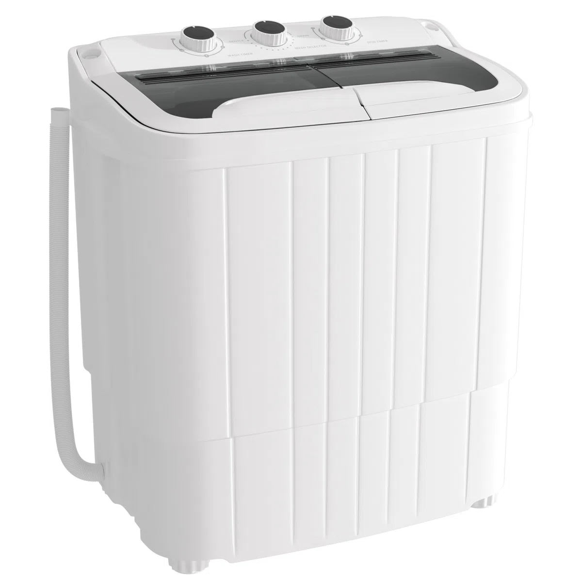 Greenvelly - Lavatrice portatile da 6,8 kg, lavatrice compatta e girevole combinata, lavatrice semiautomatica a doppia vasca con pompa di drenaggio per camera da letto, appartamenti, roulotte (grigio)