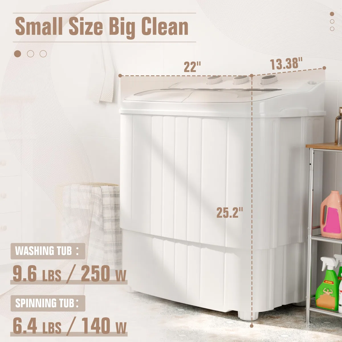 Greenvelly - Lavatrice portatile da 6,8 kg, lavatrice compatta e girevole combinata, lavatrice semiautomatica a doppia vasca con pompa di drenaggio per camera da letto, appartamenti, roulotte (grigio)