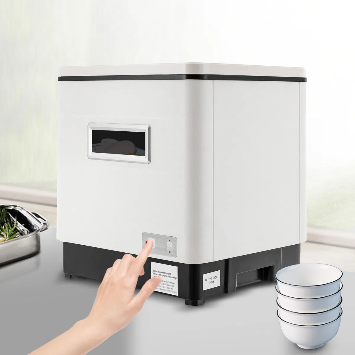 Mini lavastoviglie, 1500 W, piccola lavastoviglie, 60 l, per casa, appartamenti, dormitori, bianco
