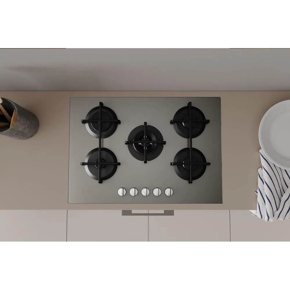 INDESIT ING 72T/TD ING72T/TD PIANO COTTURA 5 FUOCHI A GAS 73CM VETRO TORTORA GRIGLIE IN GHISA