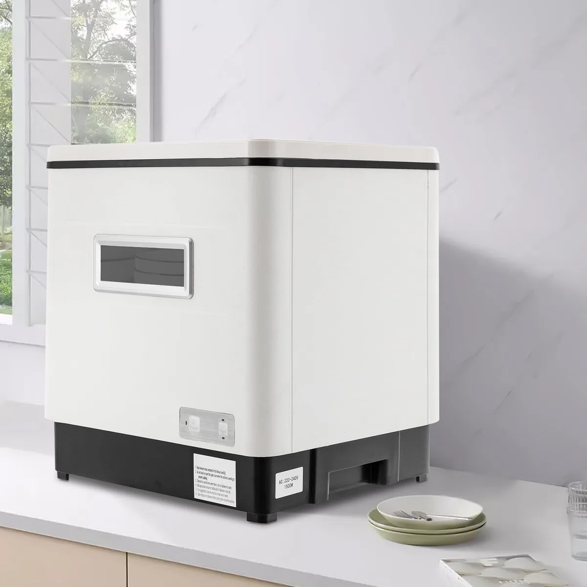 Lavastoviglie da tavolo, in acciaio inox, per piccole cucine, 1500 W, 60 l, colore: bianco